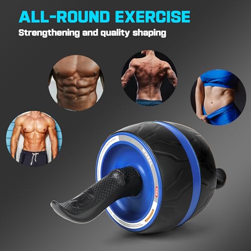 Ab Roller Wheel with Knee Pad Mat,Automatic Rebound Abdominal Wheel Abs Workout Equipment,Home Gym Equipment,No Noise Ab Wheel for Men&Women Abdominal