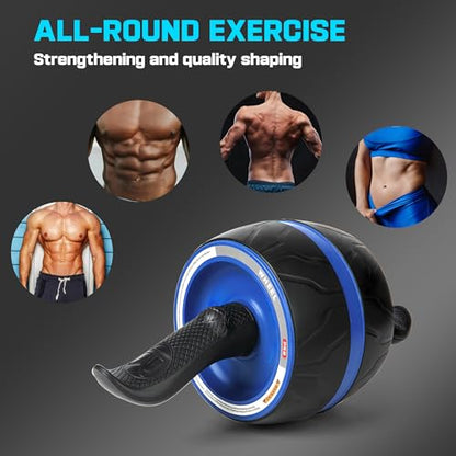 Ab Roller Wheel with Knee Pad Mat,Automatic Rebound Abdominal Wheel Abs Workout Equipment,Home Gym Equipment,No Noise Ab Wheel for Men&Women Abdominal