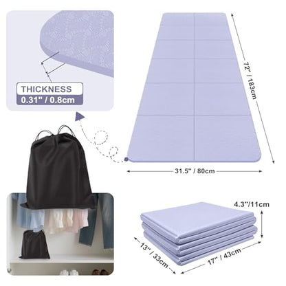Foldable Yoga Mat for Travel 72"x 32"x 0.32"Inch, 8mm Thick Folding Exercise Mat, Outdoor Non-slip Pilates Mat for Women & Men, Wide Yoga Mat Packable for Workout and Fitness