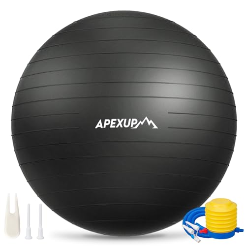 APEXUP Yoga Ball Exercise Ball Anti Slip Heavy Duty for Fitness, Balance & Core Workout, Balance Training, Pregnancy & Physical Therapy, 5 Sizes