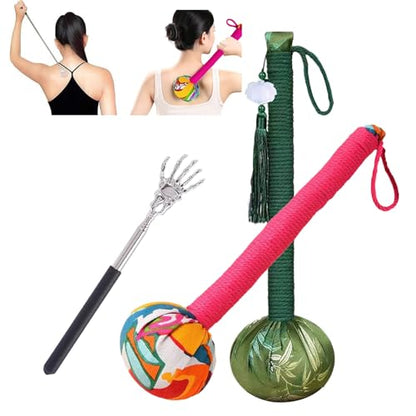 Three-in-one Combination, Ergonomic Mugwort Massage Hammer, Massage Tool, acupoint Massage, Pain Relief, obtained US Design Patent for Massage Hammer Tool.(Silk + Cotton) - color: Silk + Cotton