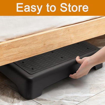 Lawei Mobility One Step Stool for Elderly/Adult, 3.5 Inch Plastic Platform Step Stool with Non-Slip Ribbed, Portable Wide Half Step Stools for Car, Bed, Stairs, Bathroom, Indoor Outdoor, Holds 400Lbs