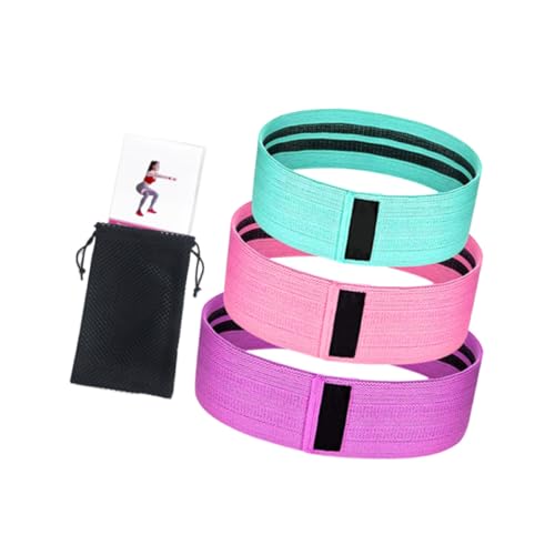 INOOMP Resistance Hip Bands Set of 3 with Anti-Slip Natural Latex, Butt Lifting and Leg Workout Fitness Bands for Squats and Glute Training with Mesh Bag and Instruction Guide