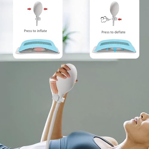 Back Stretcher, Adjustable Height Lumbar Traction Device with Manual Air Pump and Lightweight Design for Home Office Gym Users