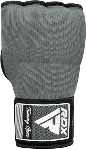RDX Gel Boxing Hand Wraps Inner Gloves Men Women, Quick 100cm Long Wrist Straps, Elasticated Padded Fist Under Mitts Protection, Muay Thai MMA Kickboxing Martial Arts - color: Grey, size: Medium