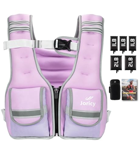 Adjustable Weighted Vest Woman 5-12lb/9-16lb Weight Vest with Reflective Stripe, Zipper Rucking Running Vests for Women Men Workout Walking Strength Training Weight Loss Fitness Weightlifting - color: Purple, size: 5-12 lbs