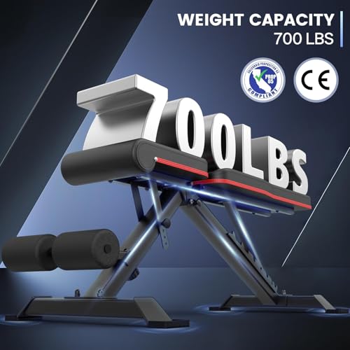 PASYOU Adjustable Weight Bench, 660LB Capacity Foldable Workout Bench, Incline Flat Bench Press for Home Gym, Dual-Frame Strength Training Bench, No Assembly Required, Wider Seat - color: Grey
