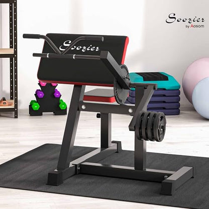 Soozier 2-in-1 Bicep Preacher Curl Bench with Adjustable Seat and Elbow Cushion, Plate Loaded Curl Machine & Tricep Extension Machine for Home Gym Workout