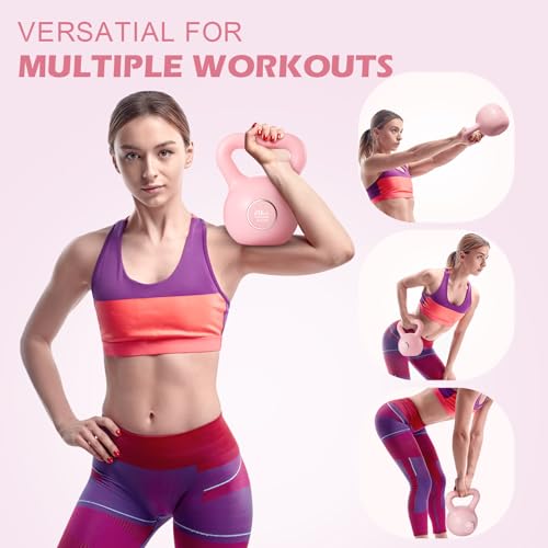 KHTO Kettlebells Fitness Exercise-Pink Strength Training Kettlebell Sets,Dumbbell Weights for Home Gym Equipment - style: 20LB