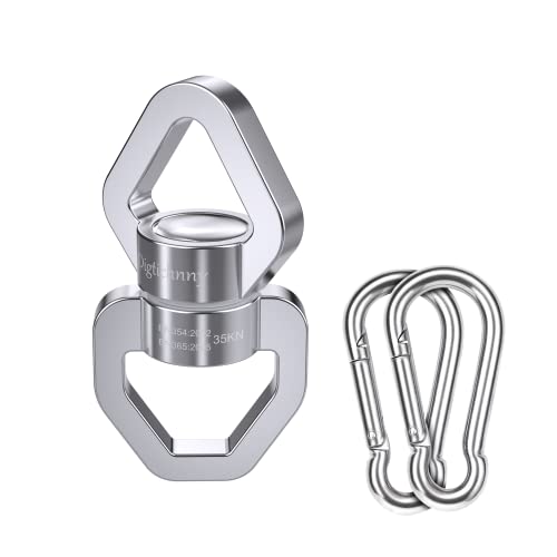 Swivel Hook for Swing, Safety Swing Swivel with 2 Carabiners, Rotational Device Swing Spinner for Web Tree Tire Rope Swing, Aerial Dance, Children’s Swing - style: Silver-1 Pack with 2 Carabiners