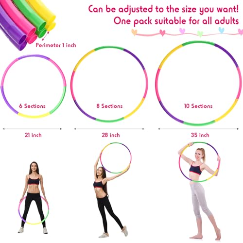 8 Pack Color Detachable Hoop Fitness Waist Exercise Ring Plastic Exercise Hoop Adjustable Weight Size Plastic Adult Party Supplies Game Sport Gymnastic
