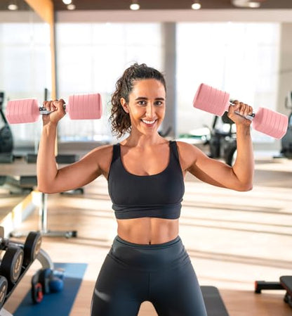 Adjustable Dumbbell Set of 2, 10LB 20LB 30LB Weight Set - color: Pink, size: 30 lbs Total-(15LB Each)