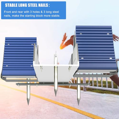 Lightning Starting Blocks Sprinter Pedals 6 Angle Adjustable Sprinters Track and Field Aluminum Suitable for Plastic Runway Cinder Track - color: Blue, size: 25inch