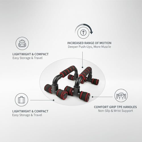 Push Up Stands for Home Workout, TPE Handles Increase Range of Motion, Compact Strength Training Equipment for Chest and Triceps (1 PC) - color: Red