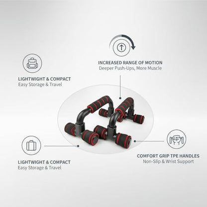 Push Up Stands for Home Workout, TPE Handles Increase Range of Motion, Compact Strength Training Equipment for Chest and Triceps (1 PC) - color: Red