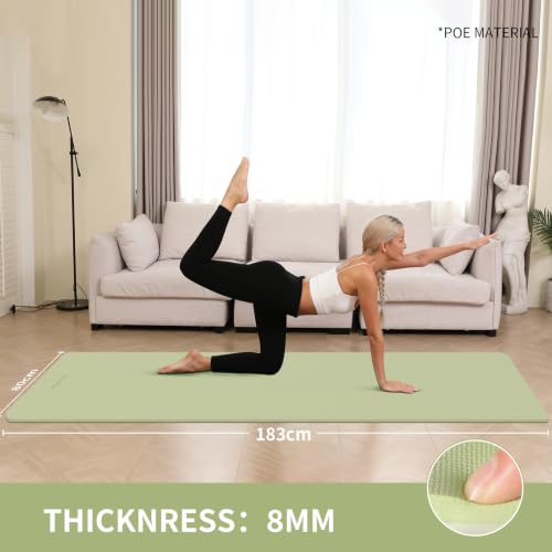 Extra Wide & Thick 8mm Yoga Mat, 72"x31.5" - color: Grass Green