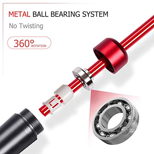 Redify Weighted Jump Rope for Workout Fitness(1LB), Tangle-Free Ball Bearing Rapid Speed Skipping Rope for MMA Boxing Weight-loss,Aluminum Handle Adjustable Length 9MM Fabric Cotton+9MM Solid PVC Rope