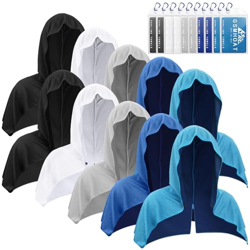 10 PCS Cooling Hoodie Towels, Head Cool Towel for Neck and Face, Sun Protection Cooling Hoodie for Sport, Workout, Gym, Outdoor Work - color: 2black2white2grey2darkblue2skyblue