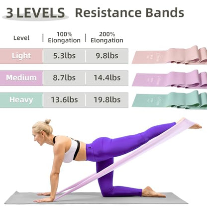 Resistance Bands for Working Out, Exercise Bands, Resistance Band for Physical Therapy, Stretch Bands for Pilates, Rehab, Stretch, Strength Training and Yoga Starter Set