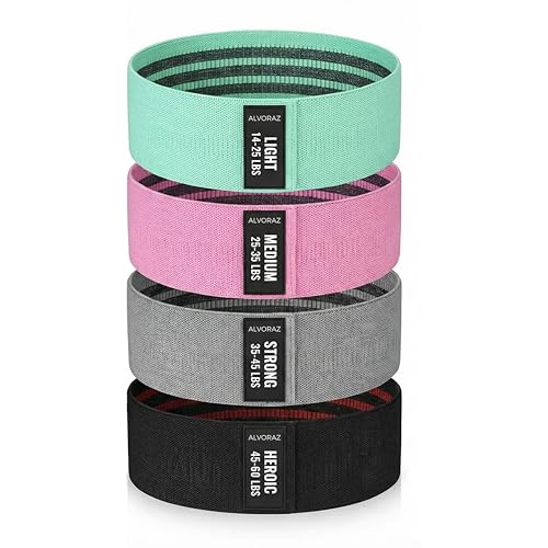 Fabric Resistance Bands for Squats, Glutes & Legs – 3‑Level Non‑Slip Booty Bands Set – Thick Loop Bands for Women & Men – Home Workout, Pilates & Yoga - color: Aqua, Pink, Grey, Black