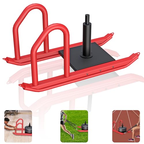 Weight Sled for Training, Heavy Duty 500 LBS Pull Push Sled for Outdoor, Indoor, Football, Durable Steel Weighted Sled, Compatible with 1" & 2" Weight Plate, Frame with Adjustable Reflective Stripe Vest