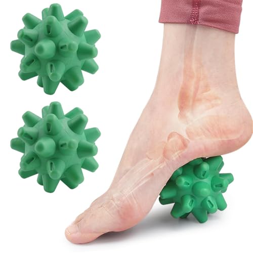 Massage Roll Balls, 2 Pack Spiky Massage Balls Deep Tissue Trigger Point and Myofascial Release for Plantar Fasciitis Relief, Muscle Recovery, 2.8 Inch Diameter (Green) - color: Green