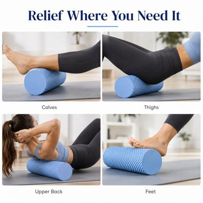 Foam Yoga Column, 2026 Upgrade Eva Long Foam Rollers with Trigger Point, Standard Foam Roller High-Density Massage Roller for Home Gym Travel Muscle Relif (Blue) - color: Blue