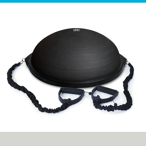 BOSU Pro Balance Trainer, Half-Ball Training Equipment, 300 lb Capacity, Stability Exercise Tool with Resistance Bands Non-Slip Base - color: Black