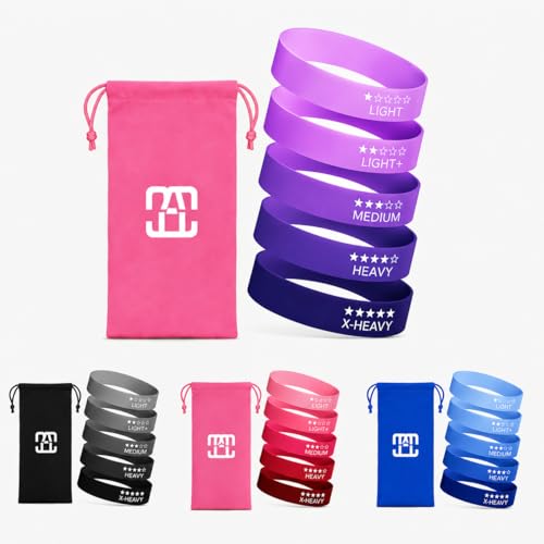 GOCHA Resistance Bands Set of 5 for Exercise & Fitness – Loop Resistance Bands with Carry Bag, Natural Latex Workout Bands for Strength Training, Physical Therapy, Yoga, Pilates, Home Gym (5-40 lbs) - color: Purple Set