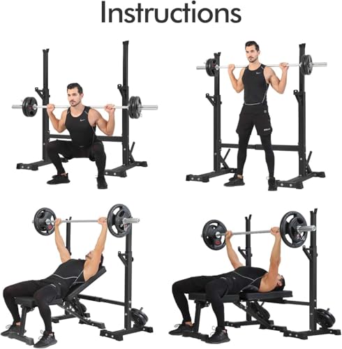 BangTong&Li Squat Rack Stand,Barbell Rack,Bench Press Rack Stand Home Gym Adjustable Weight Rack 550Lbs - color: Black