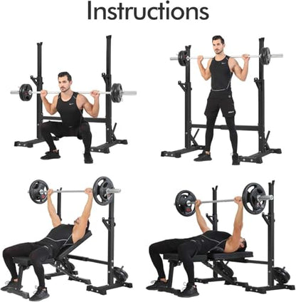 BangTong&Li Squat Rack Stand,Barbell Rack,Bench Press Rack Stand Home Gym Adjustable Weight Rack 550Lbs - color: Black