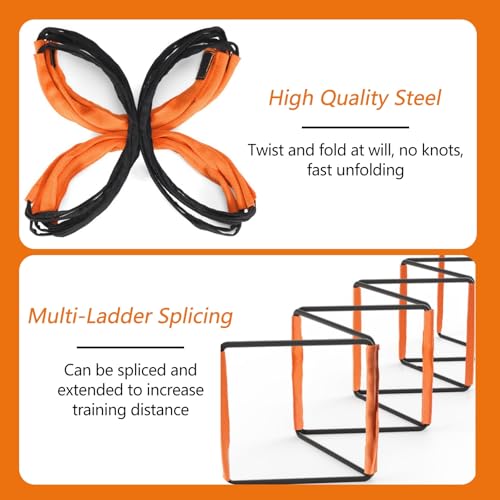 Footwork Ladder, Exercise Ladders for Agility Training, Detachable Training Equipment Set, with Carry Bag for Kids, Athletes, Soccer, Basketball(6 Grids) - size: 6 Grids