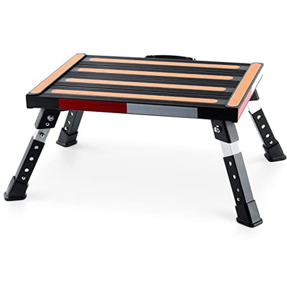Yagud Safety RV Steps, Non-Slip Folding Adjustable Step Stool - color: Black