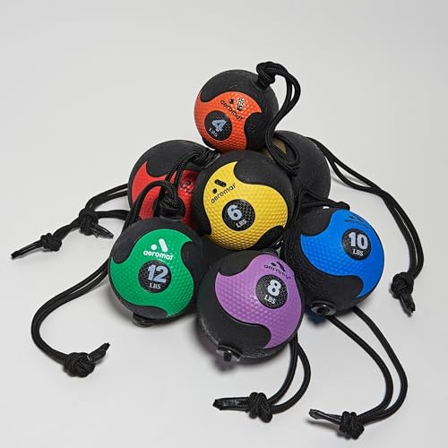 Aeromat Elite Power Rope Medicine Ball for Core Strength/Rotational Movements Training - style: 3 pounds (Red)