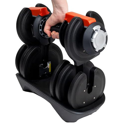 BodySport 40 Pound Adjustable Dumbbells – Includes 12 Free Weights, Ranging from 3 to 40 Pounds, Ideal for Home Gym Workouts and Weight Training