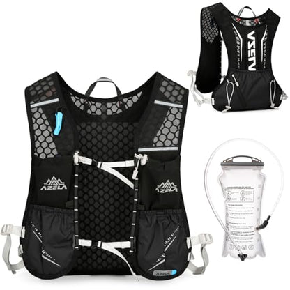 Running Water Bottles Flask BPA Free Leakproof Hydration Vest Packs Waist Belt Replacement for Triathlon Marathon Hiking Cycling Climbing Runner - color: #3 Black (7L) + 1.5L White Water Bladder