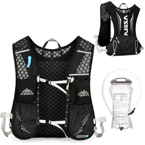 Running Water Bottles Flask BPA Free Leakproof Hydration Vest Packs Waist Belt Replacement for Triathlon Marathon Hiking Cycling Climbing Runner - color: #3 Black (7L) + 1.5L White Water Bladder