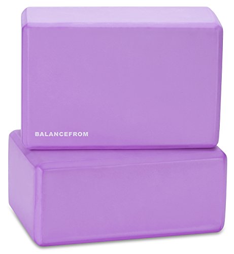 Fitvids Set of 2 High Density Yoga Blocks, 9"x6"x4" Each, Pair, Multiple Colors - color: Purple