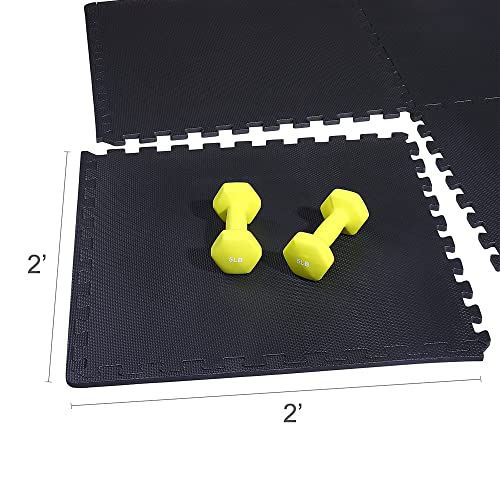 BalanceFrom Puzzle Exercise Mat with EVA Foam Interlocking Tiles for MMA – Exercise – One Inch Thick, 24 Square Feet – Black - color: Black, style: One Inch Thick, 24 Square Feet