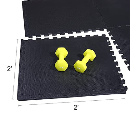 BalanceFrom Puzzle Exercise Mat with EVA Foam Interlocking Tiles for MMA – Exercise – One Inch Thick, 24 Square Feet – Black - color: Black, style: One Inch Thick, 24 Square Feet