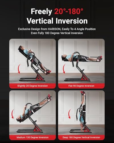 Inversion Table for Back Pain Relief - Decompression Back Stretcher, 350LBS Capacity Strength Training Inversion Equipment, Decompression Table with Safe Belt & Comfortable Ankle Holders