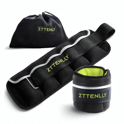 Adjustable Ankle Weights 1-5/10/15/20LBS Pair with Carry Bag - Breathable Fabrics, Reflective Trim - Strength Training Leg Wrist Arm Ankle Walking Weights Sets for Women Men Kids - color: Green, size: 5 lbs Pair (2.5 lbs Each)