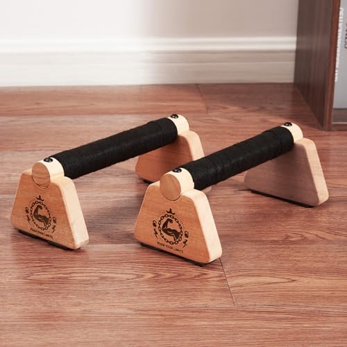 Push Up Stand, 2 PCS Wood Parallettes Bars, 9" Wooden Calisthenics Equipment, Handstand Blocks and Pushup Handles for Handle Stands Grip Strength Training, Planks Calisthenics