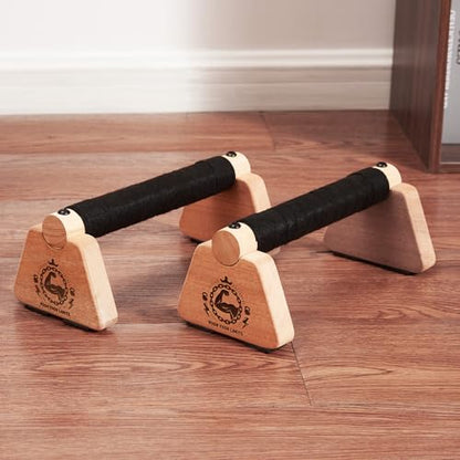 Push Up Stand, 2 PCS Wood Parallettes Bars, 9" Wooden Calisthenics Equipment, Handstand Blocks and Pushup Handles for Handle Stands Grip Strength Training, Planks Calisthenics