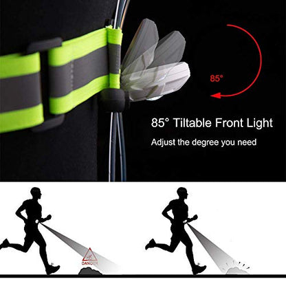LONGU Led Running Reflective Vest Safety Night Light USB Rechargeable Cycling Multicolored Fiber Optics Suit Women Men Kids Adjustable Light Weight Gear for Jogging Biking