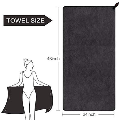 SUNLAND Microfiber Gym Bath Towels for Men Momen 24x48In - color: Black+grey