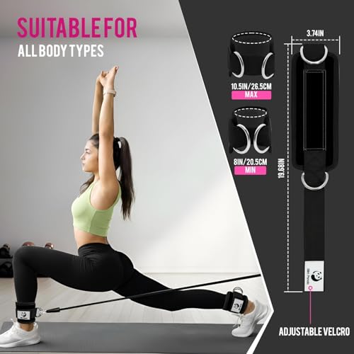 Ankle Strap for Cable Machine,Ankle Cuff for Kickbacks, Booty Hip Abductors,Glute Workouts, Leg Extensions, Curls for Men and Women, Adjustable with Double D-Rings