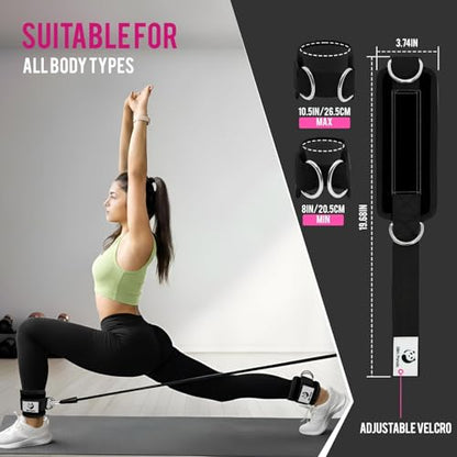 Ankle Strap for Cable Machine,Ankle Cuff for Kickbacks, Booty Hip Abductors,Glute Workouts, Leg Extensions, Curls for Men and Women, Adjustable with Double D-Rings