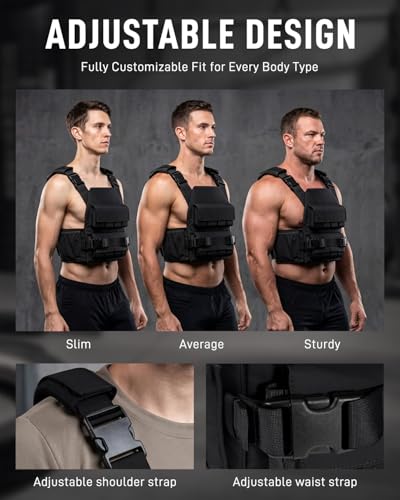 Blue Quartz 40 lb Weighted Vest for Men - Adjustable 0-40 lb with 16 Iron Weight, Heavy-Duty for Strength Training, Running and Walking - Weighted Vest with Removable Weights