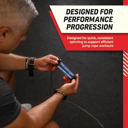 Elite Jumps Surge Professional Speed Rope for Double Unders - Patented Dual Bearing Ultra Light-Weight Handle for Premium Spin Control and Kink-Resistant Cable for fast Speed Jump Rope - color: Powder Blue